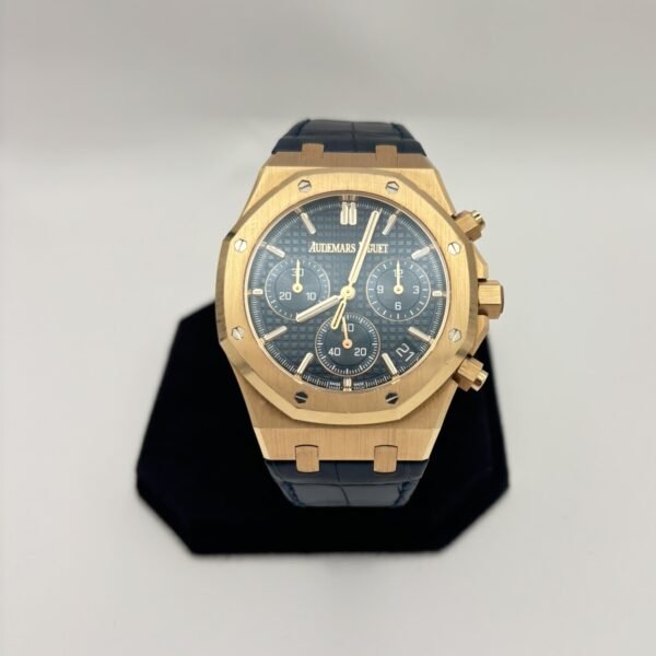Audemars Piguet Royal Oak Chronograph – 18k Yellow Gold, Blue Dial on Leather Strap