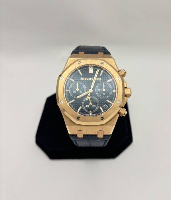 Audemars Piguet Royal Oak Chronograph – 18k Yellow Gold, Blue Dial on Leather Strap